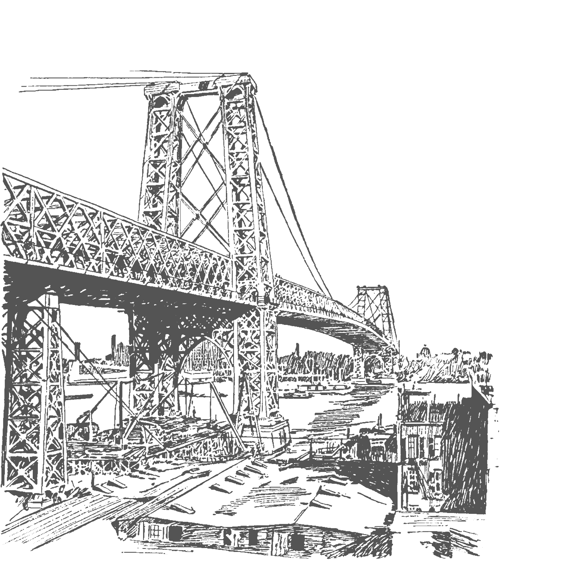 Steel bridge construction illustration